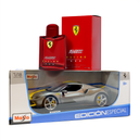 FERRARI RACING RED + CARRO ESCALA 1/18 296 GTB ASSETTO FIORANO GRIS caballero